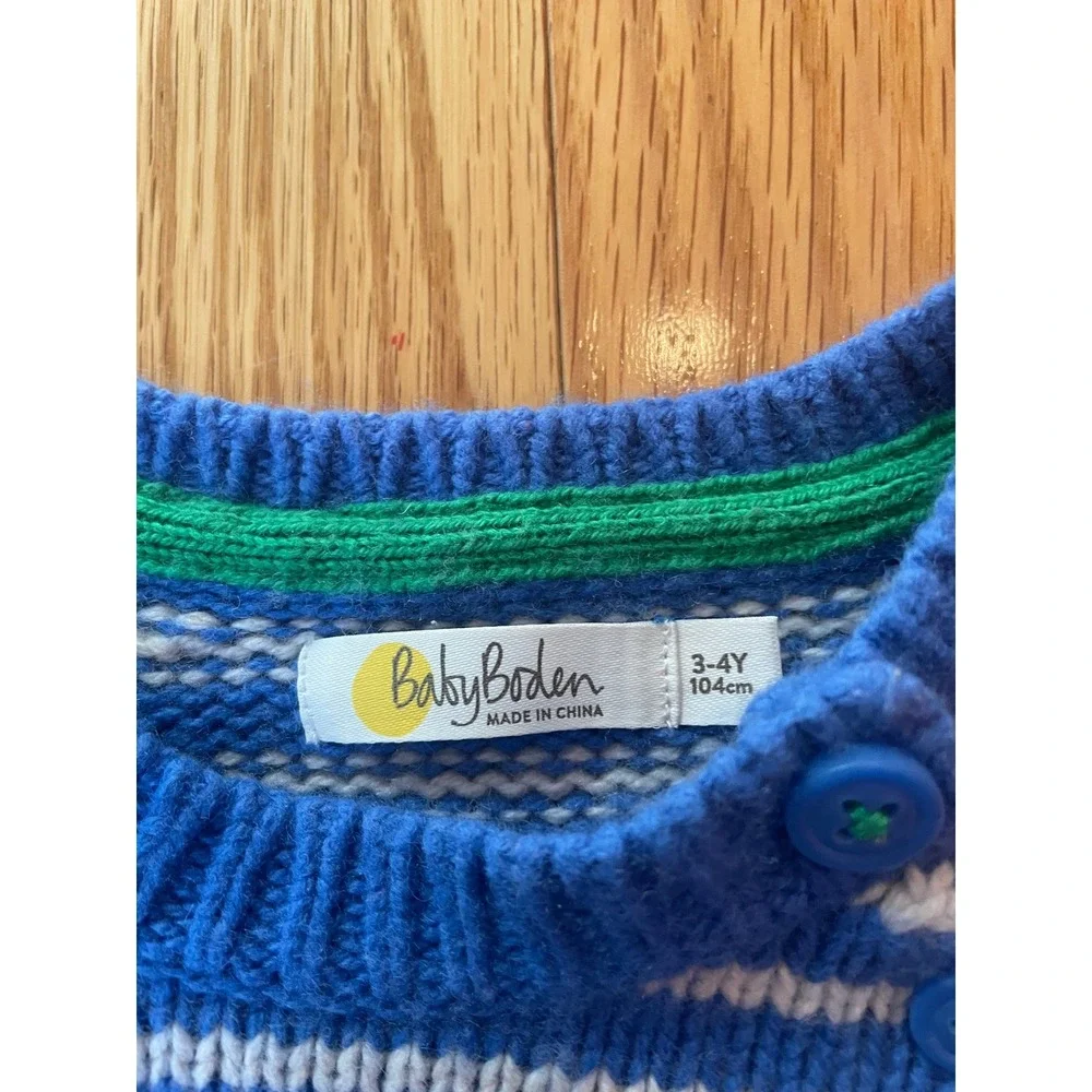 Baby Boden Boys Colorblock‎ Striped Knit Sweater Blue Red Yellow 3-4Y 104cm